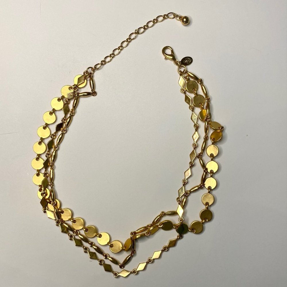 Premier Designs 3 Strand Gold Tone Necklace